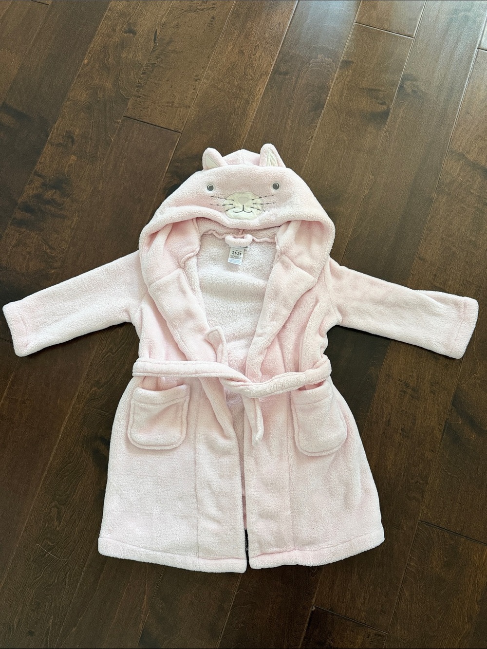 Soft Pink Hooded Kids Robe with Animal Ears
